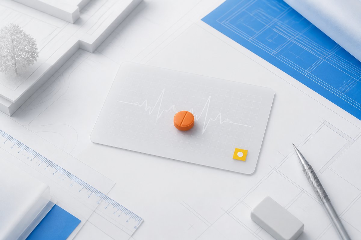 A 10 mg vardenafil tablet next to a short QT tick
